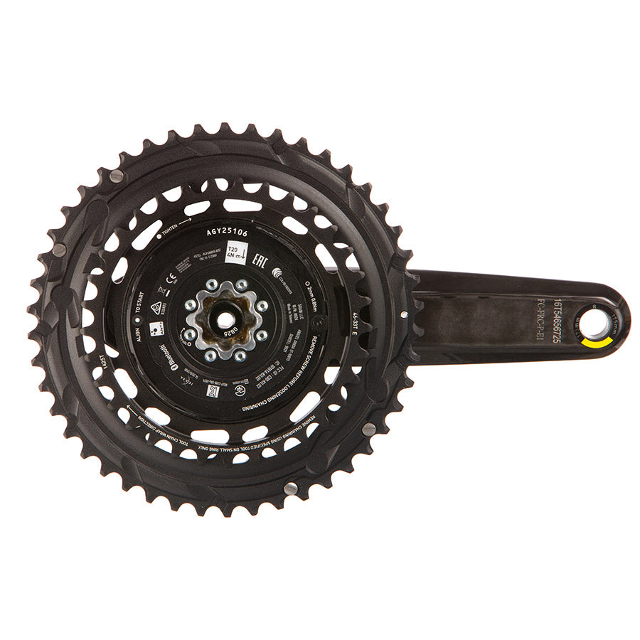SRAM, Force 2x Powermeter E1, Power Meter Crankset, Speed: 12, Spindle: 28.99mm, BCD: Thread Mount, 50/37, DUB, 160mm, Black, Road